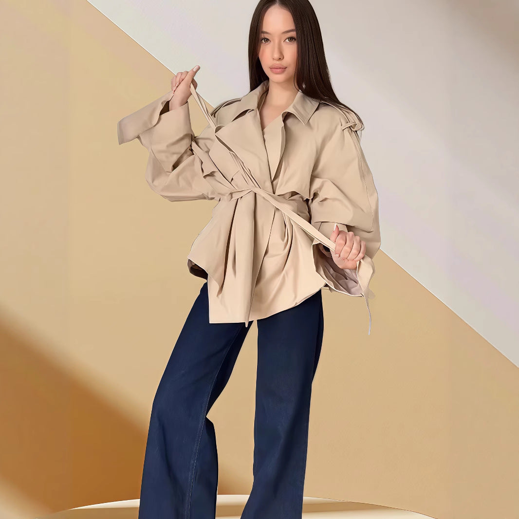 Damernas Modiska Oversized-Trenchjacka med justerbart bälte och vida ärmar Mirla-Eva Jonsson