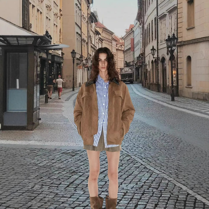Damernas Modiska Oversized Väst i högkvalitativt Mocka Mirla-Eva Jonsson