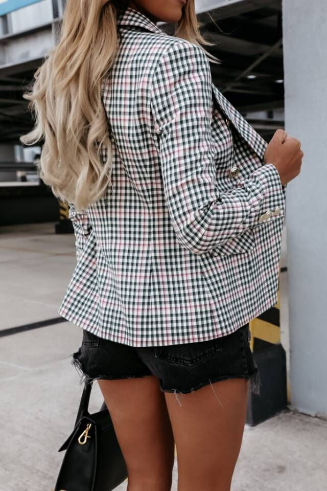 Damernas Mönstrad Rutiga Blazer Mirla-Eva Jonsson