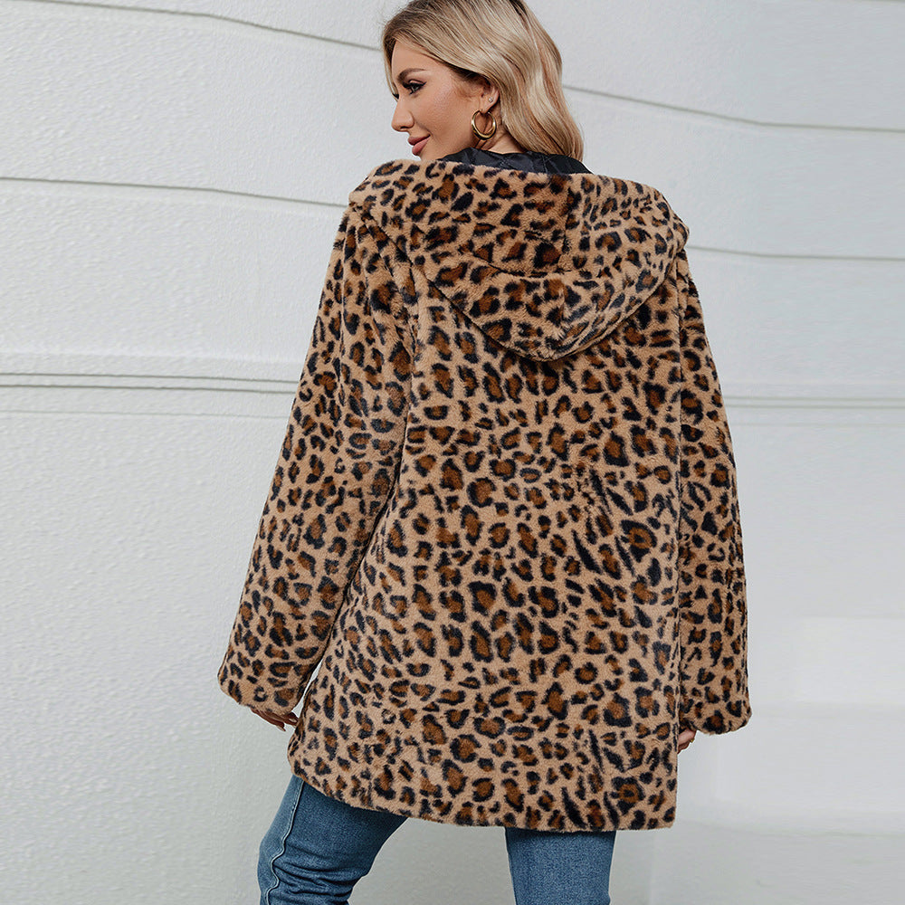 Damernas Mysig Fleecejacka i Leopardmönster Mirla-Eva Jonsson
