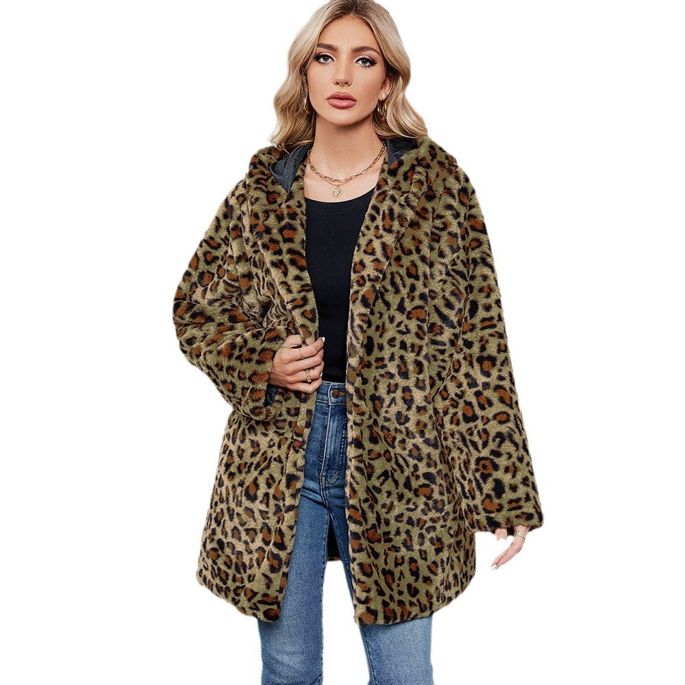 Damernas Mysig Fleecejacka i Leopardmönster Mirla-Eva Jonsson