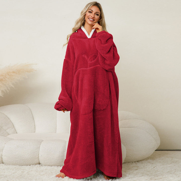 Damernas Mysig Hoodie-Filt med Stora Fickor och Kontrasterande Foder Mirla-Eva Jonsson