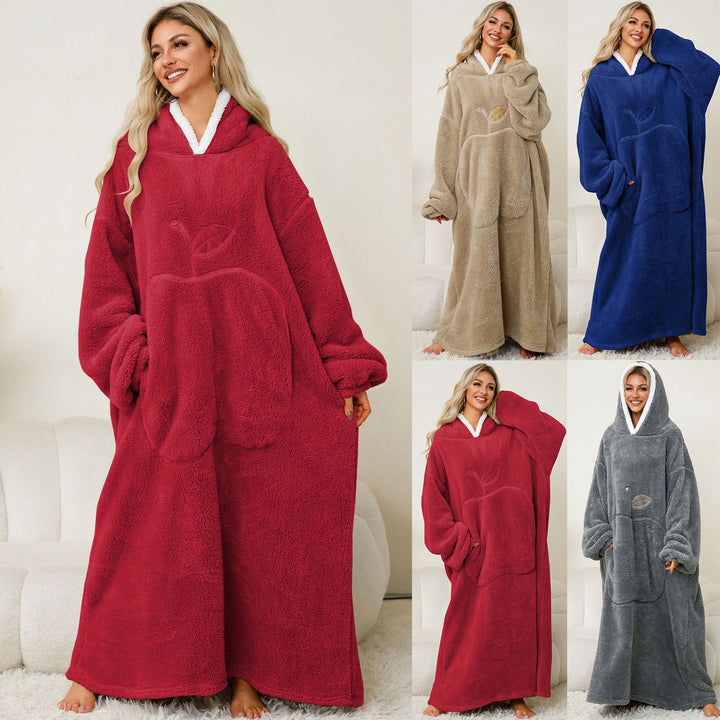 Damernas Mysig Hoodie-Filt med Stora Fickor och Kontrasterande Foder Mirla-Eva Jonsson