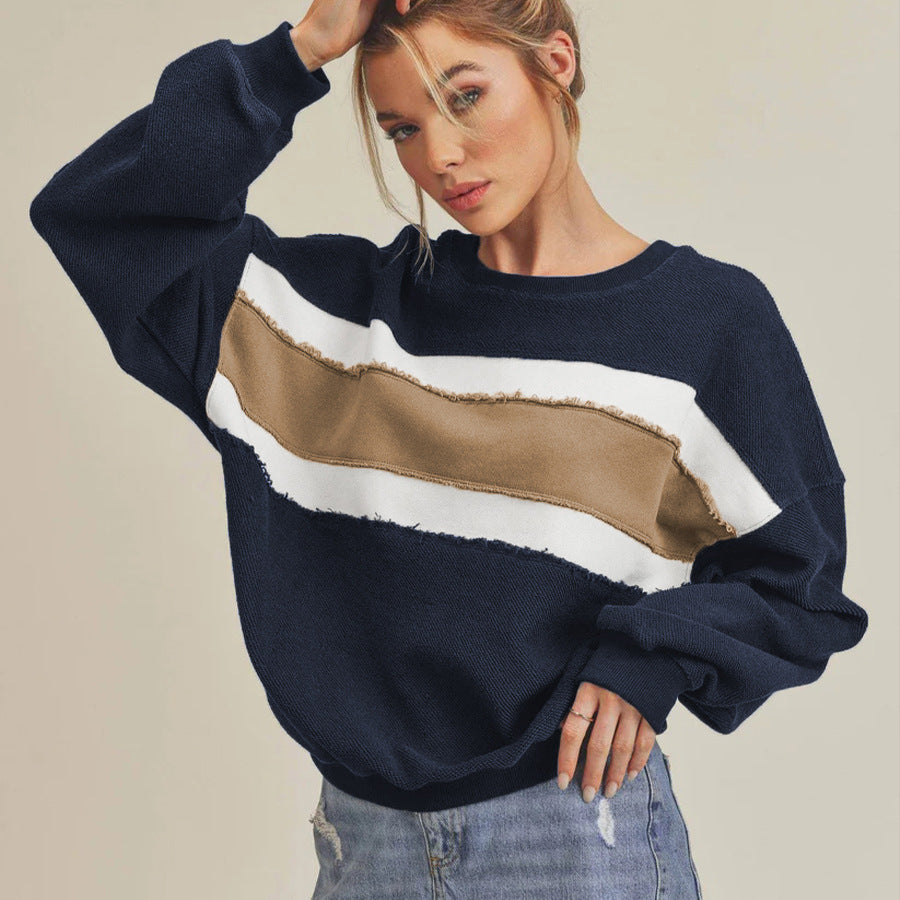 Damernas Mysig Oversized Tröja med Randig Eva Jonsson-Eva Jonsson