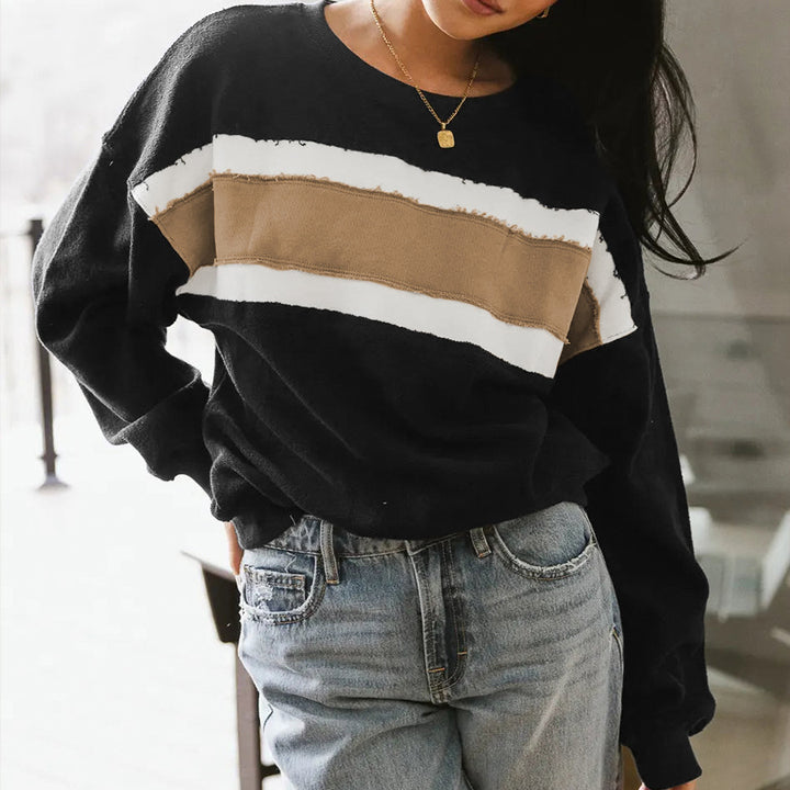 Damernas Mysig Oversized Tröja med Randig Eva Jonsson-Eva Jonsson