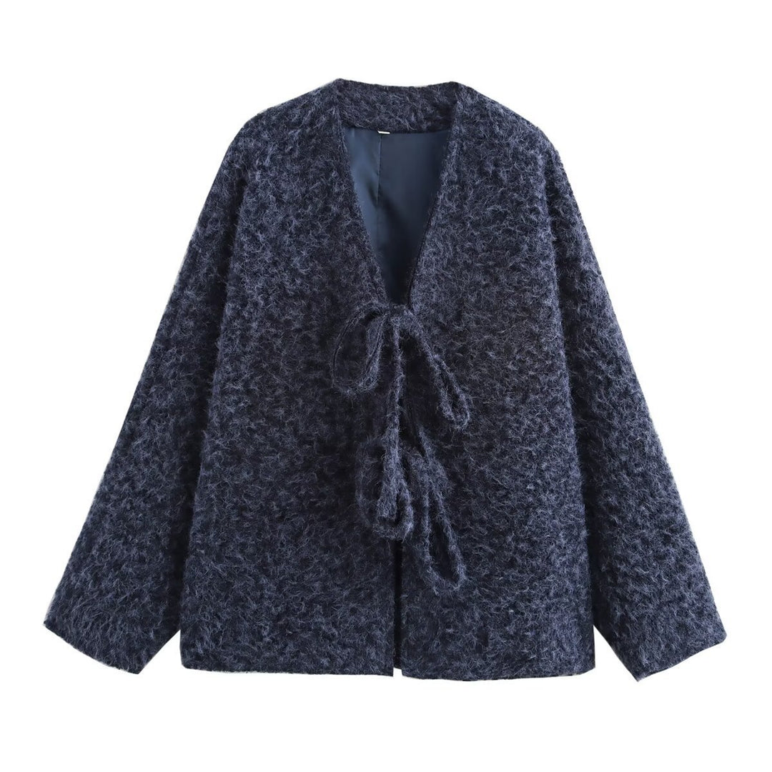 Damernas Mysig Oversized Väst med Knytband och Anslutande Material Eva Jonsson-Eva Jonsson