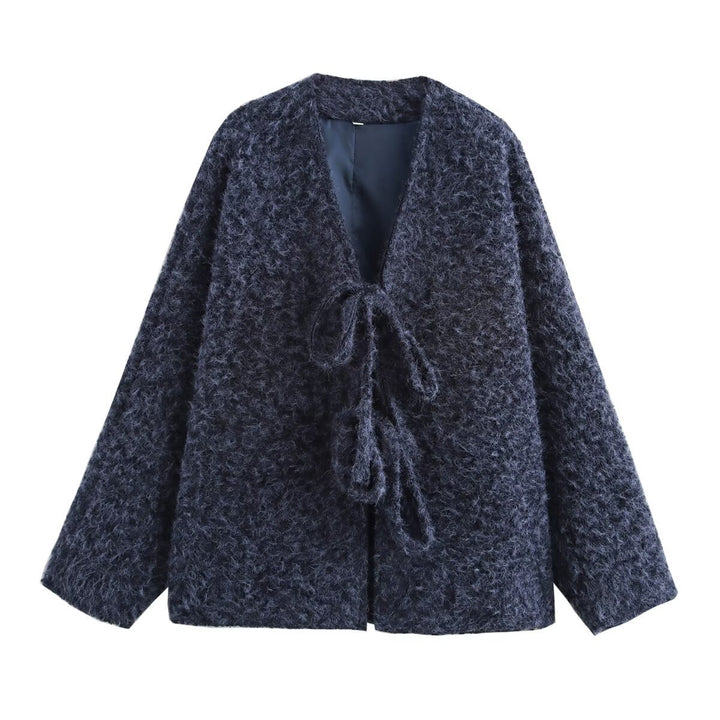 Damernas Mysig Oversized Väst med Knytband och Anslutande Material Eva Jonsson-Eva Jonsson