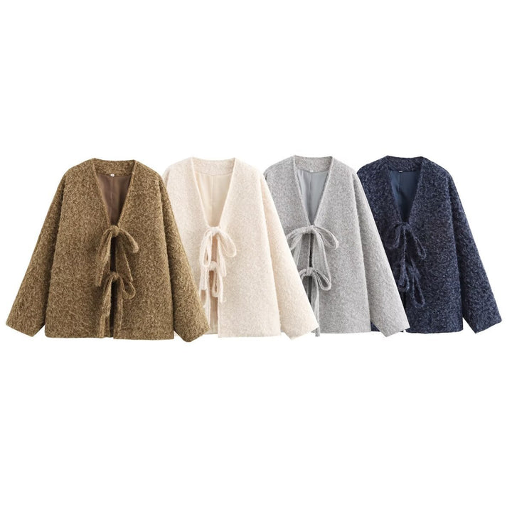 Damernas Mysig Oversized Väst med Knytband och Anslutande Material Eva Jonsson-Eva Jonsson