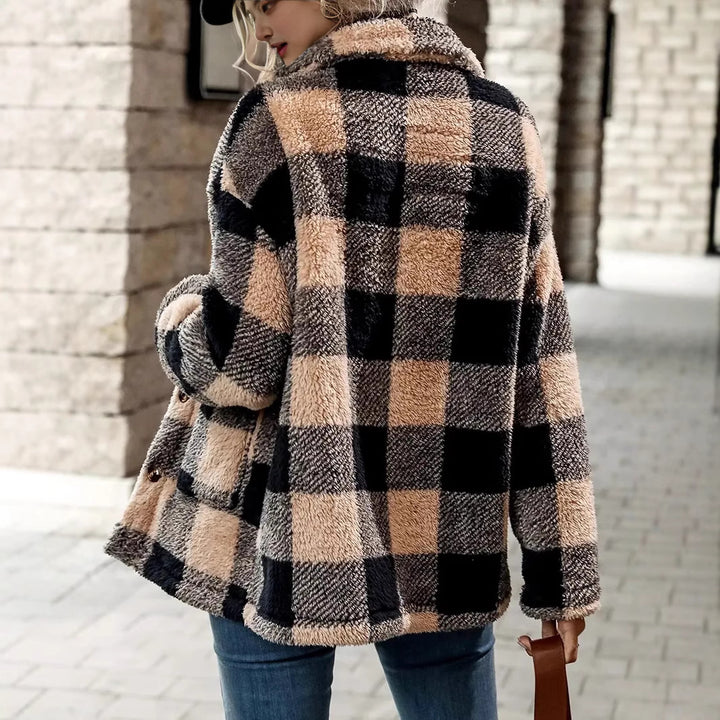 Damernas Mysig Rutiga Fleecejacka i Casual-Stil Mirla-Eva Jonsson