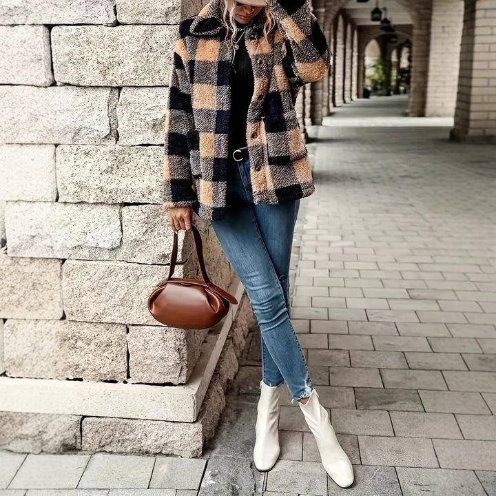Damernas Mysig Rutiga Fleecejacka i Casual-Stil Mirla-Eva Jonsson