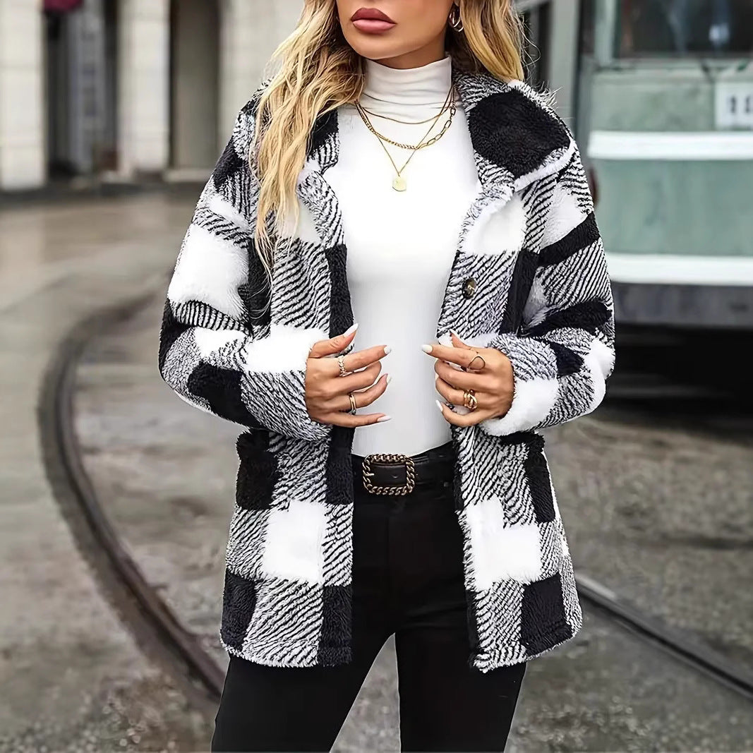 Damernas Mysig Rutiga Fleecejacka i Casual-Stil Mirla-Eva Jonsson