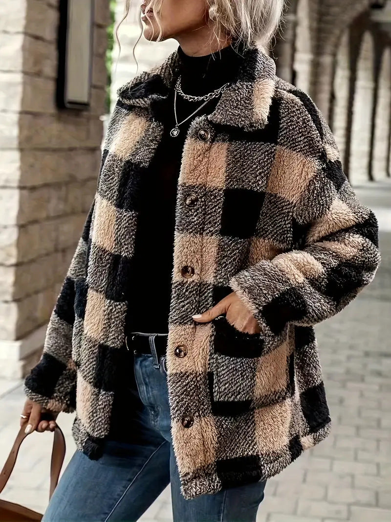 Damernas Mysig Rutiga Fleecejacka i Casual-Stil Mirla-Eva Jonsson