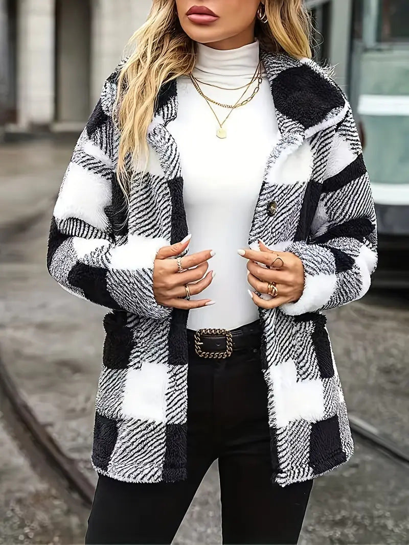 Damernas Mysig Rutiga Fleecejacka i Casual-Stil Mirla-Eva Jonsson
