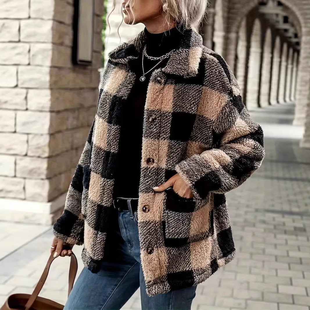 Damernas Mysig Rutiga Fleecejacka i Casual-Stil Mirla-Eva Jonsson