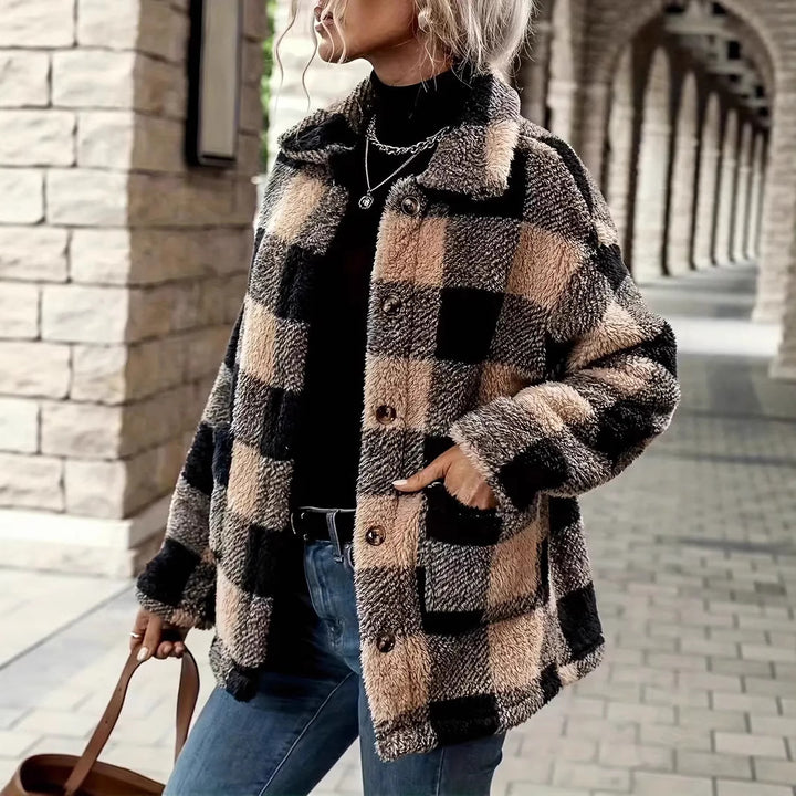 Damernas Mysig Rutiga Fleecejacka i Casual-Stil Mirla-Eva Jonsson