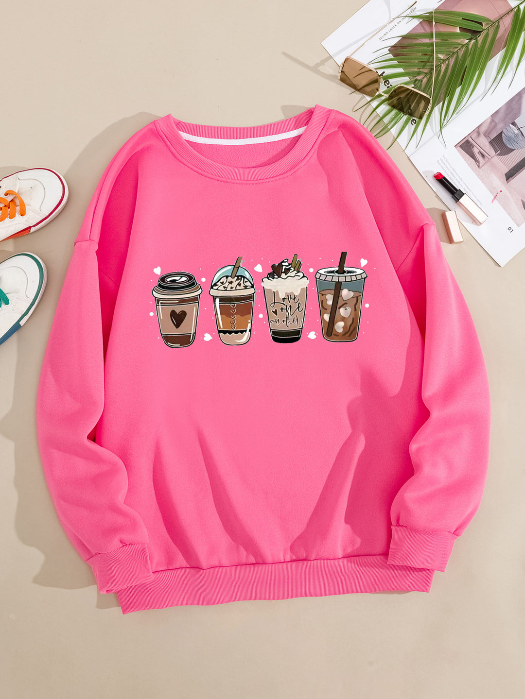 Damernas Mysig Sweater med Kaffemotiv Mirla-Eva Jonsson