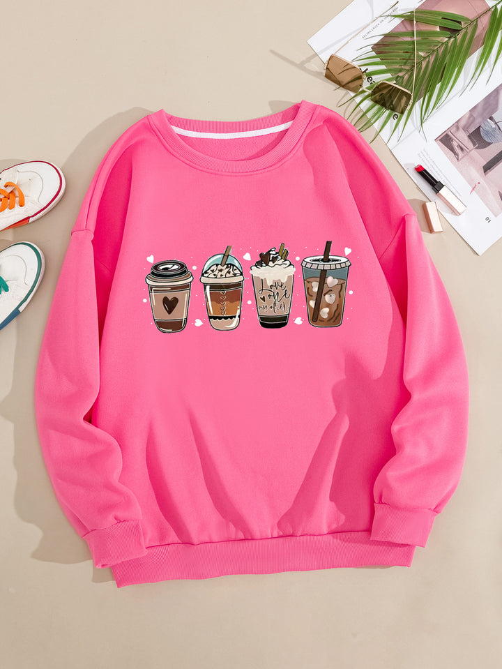 Damernas Mysig Sweater med Kaffemotiv Mirla-Eva Jonsson