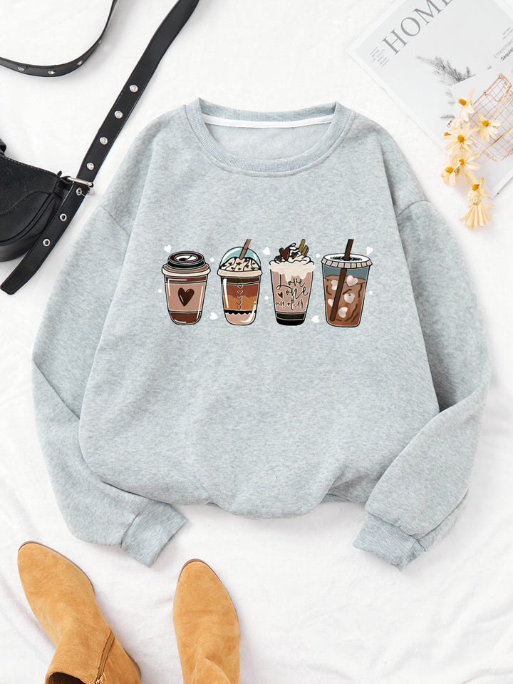 Damernas Mysig Sweater med Kaffemotiv Mirla-Eva Jonsson