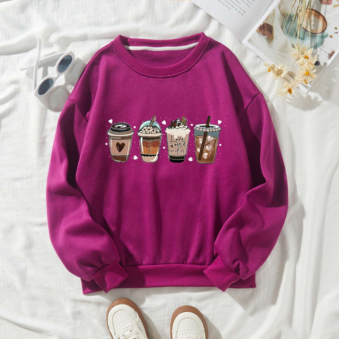 Damernas Mysig Sweater med Kaffemotiv Mirla-Eva Jonsson