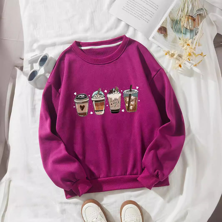 Damernas Mysig Sweater med Kaffemotiv Mirla-Eva Jonsson
