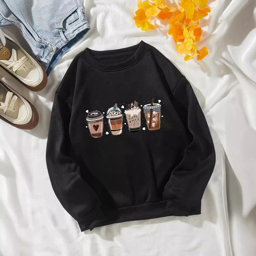 Damernas Mysig Sweater med Kaffemotiv Mirla-Eva Jonsson