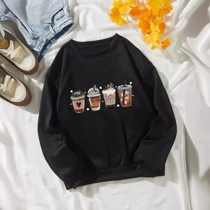 Damernas Mysig Sweater med Kaffemotiv Mirla-Eva Jonsson