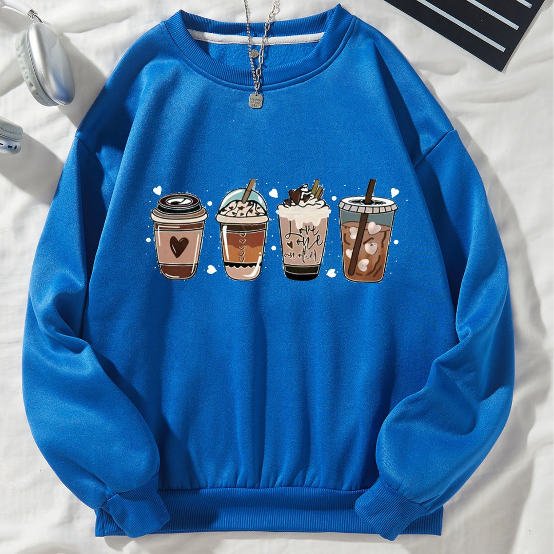 Damernas Mysig Sweater med Kaffemotiv Mirla-Eva Jonsson