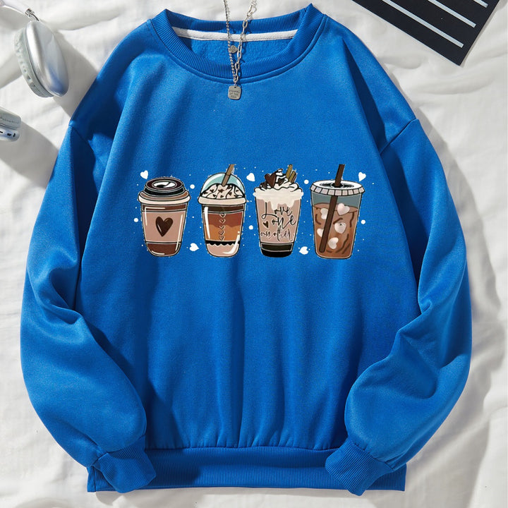 Damernas Mysig Sweater med Kaffemotiv Mirla-Eva Jonsson