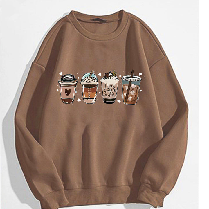 Damernas Mysig Sweater med Kaffemotiv Mirla-Eva Jonsson