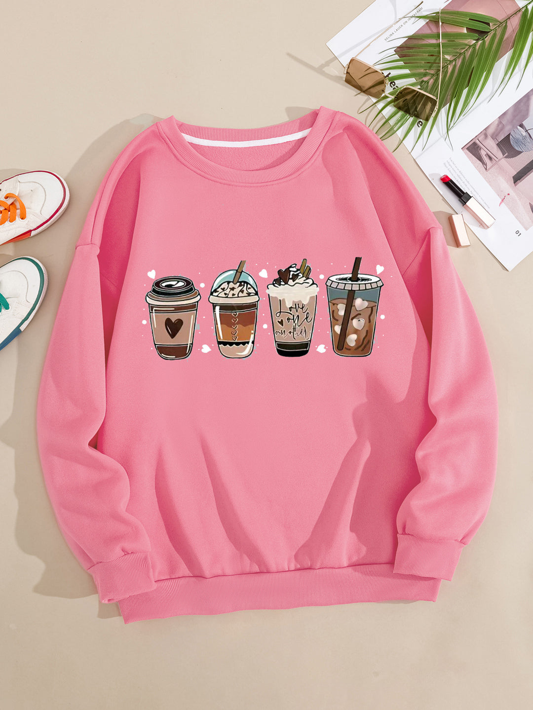 Damernas Mysig Sweater med Kaffemotiv Mirla-Eva Jonsson