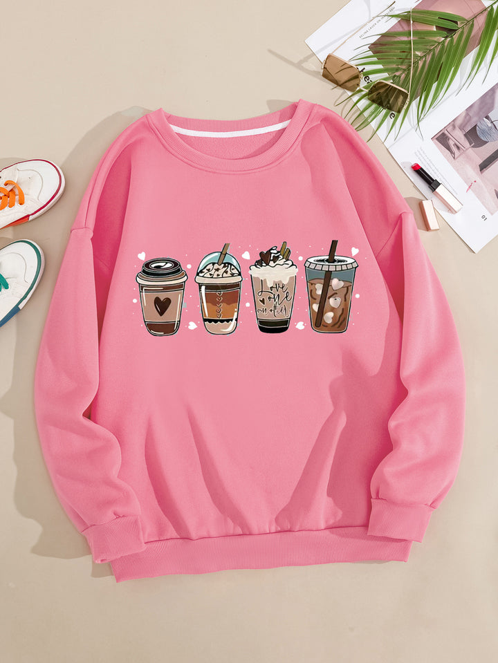 Damernas Mysig Sweater med Kaffemotiv Mirla-Eva Jonsson