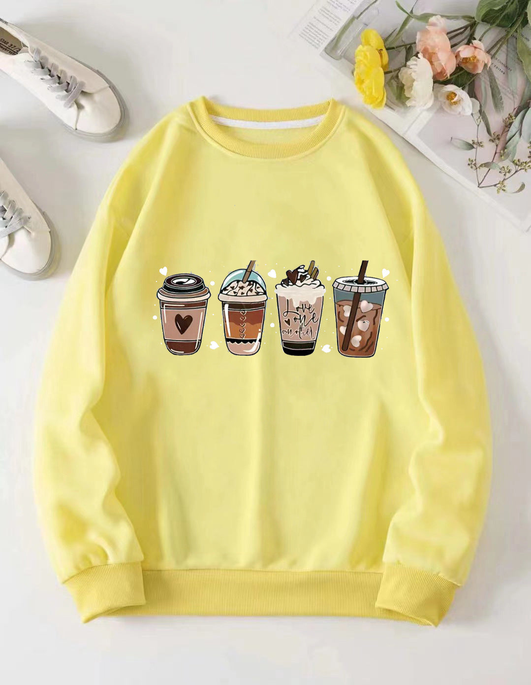 Damernas Mysig Sweater med Kaffemotiv Mirla-Eva Jonsson