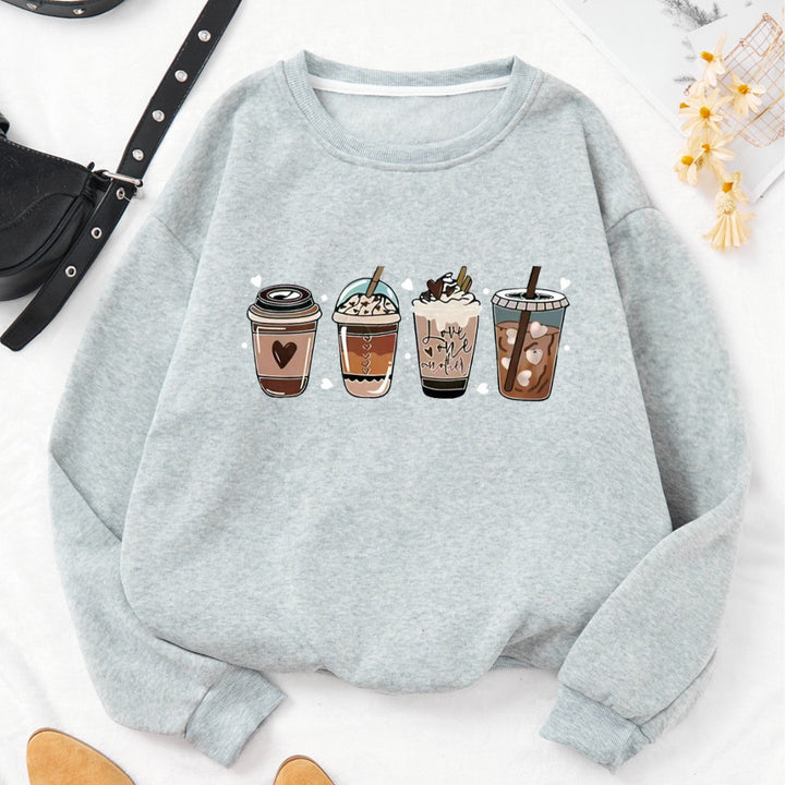 Damernas Mysig Sweater med Kaffemotiv Mirla-Eva Jonsson