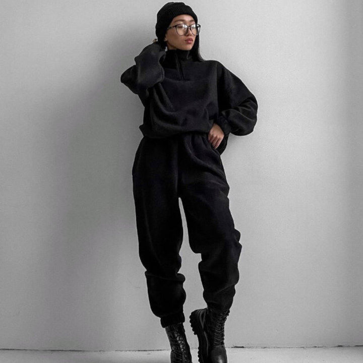 Damernas Mysigt Fleece-set med Ståkrage och Elastisk Midja Eva Jonsson-Eva Jonsson