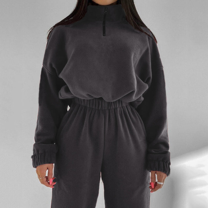 Damernas Mysigt Fleece-set med Ståkrage och Elastisk Midja Eva Jonsson-Eva Jonsson