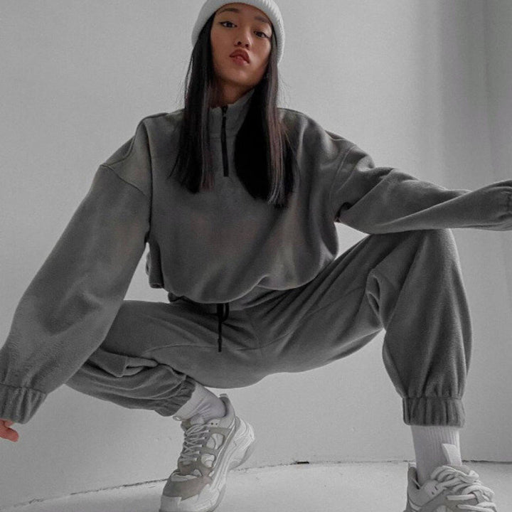 Damernas Mysigt Fleece-set med Ståkrage och Elastisk Midja Eva Jonsson-Eva Jonsson
