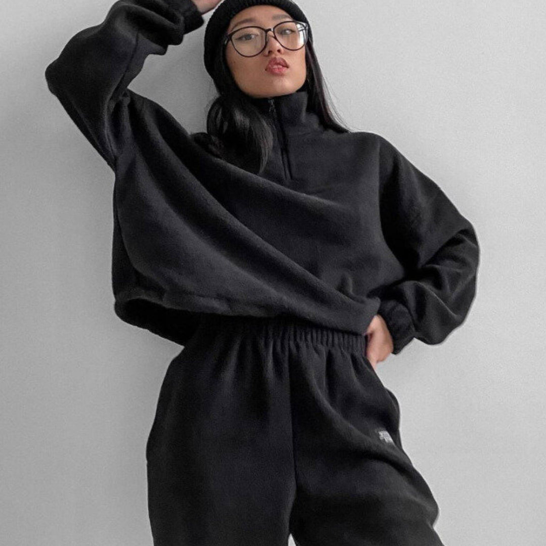 Damernas Mysigt Fleece-set med Ståkrage och Elastisk Midja Eva Jonsson-Eva Jonsson