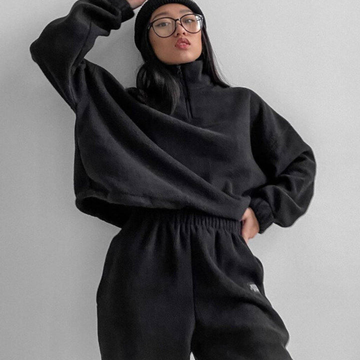 Damernas Mysigt Fleece-set med Ståkrage och Elastisk Midja Eva Jonsson-Eva Jonsson