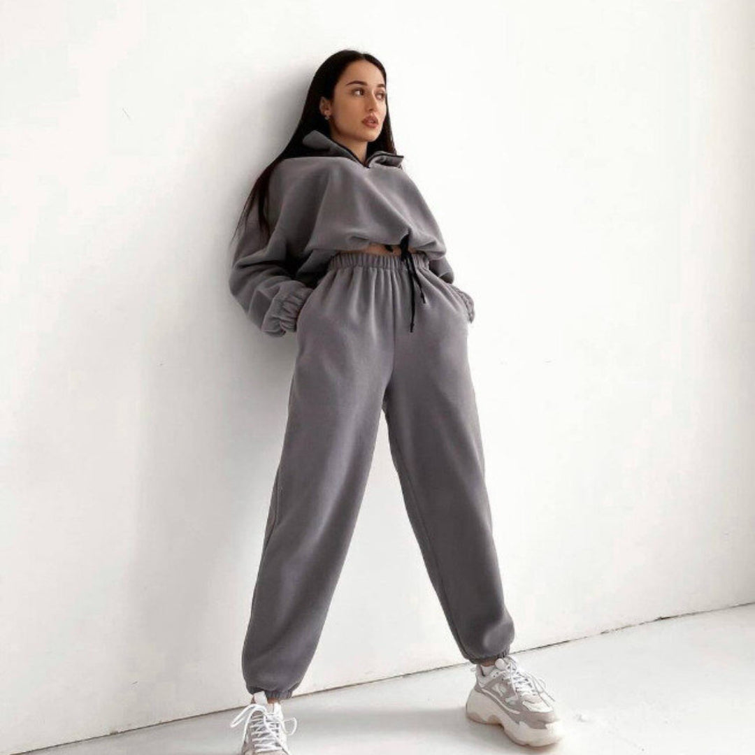Damernas Mysigt Fleece-set med Ståkrage och Elastisk Midja Eva Jonsson-Eva Jonsson