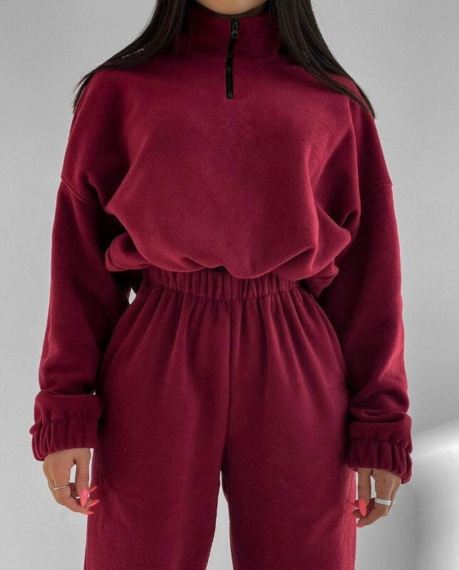 Damernas Mysigt Fleece-set med Ståkrage och Elastisk Midja Eva Jonsson-Eva Jonsson