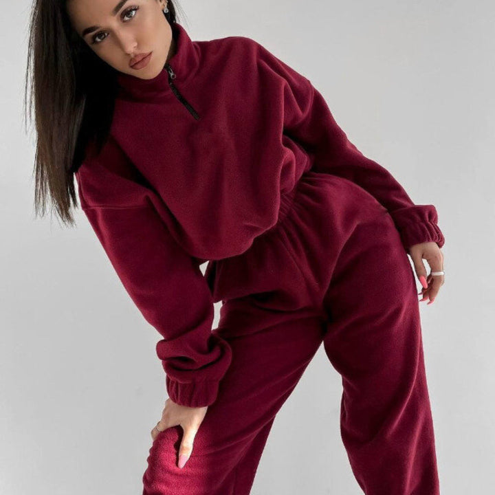 Damernas Mysigt Fleece-set med Ståkrage och Elastisk Midja Eva Jonsson-Eva Jonsson