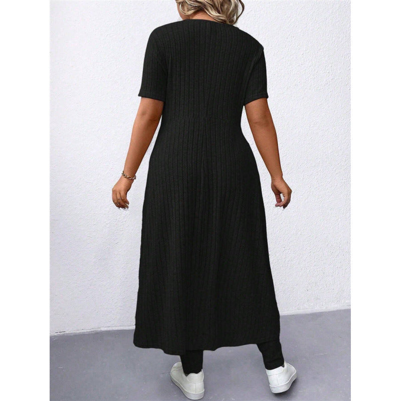 Damernas Mysigt Stickad Klänning och Leggings Set Eva Jonsson-Eva Jonsson