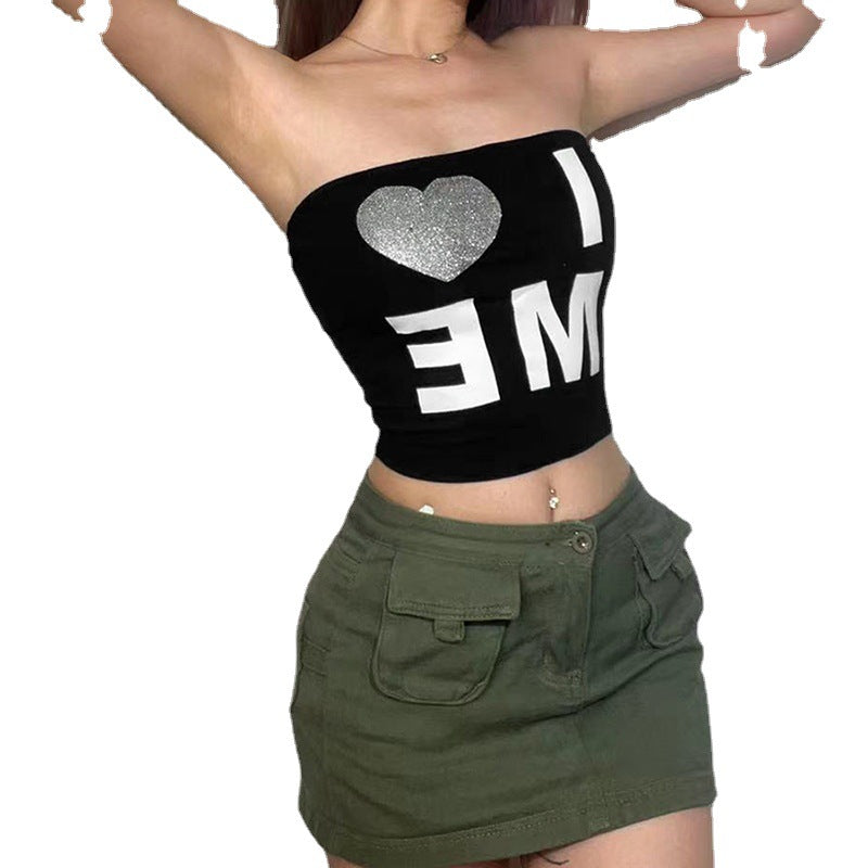Damernas Off-Shoulder Crop Top med iögonfallande tryck Mirla-Eva Jonsson