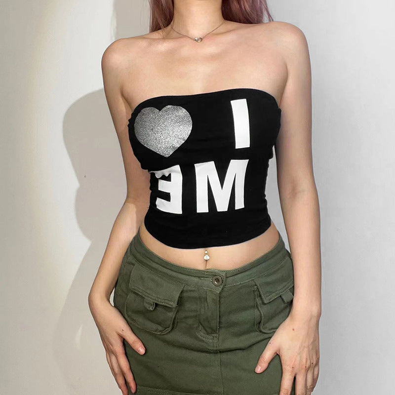 Damernas Off-Shoulder Crop Top med iögonfallande tryck Mirla-Eva Jonsson