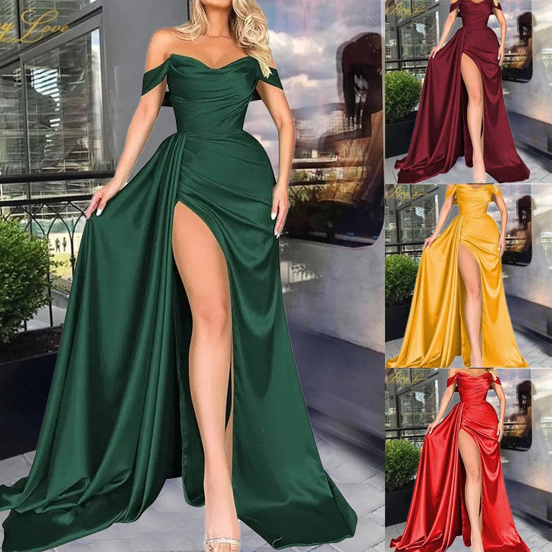 Damernas Off-Shoulder Kvällsklänning med Hög Benöppning och Voluminös Kjol Mirla-Eva Jonsson