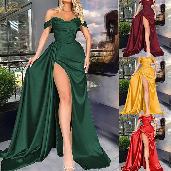 Damernas Off-Shoulder Kvällsklänning med Hög Benöppning och Voluminös Kjol Mirla-Eva Jonsson