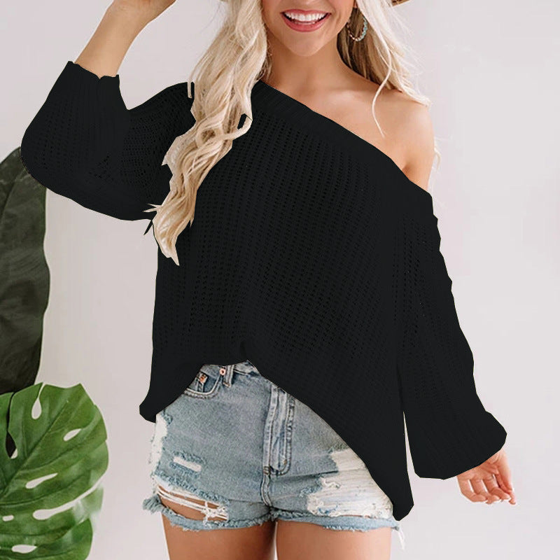 Damernas Off-Shoulder Stickad Tröja med Lågt Skuren Söm Mirla-Eva Jonsson