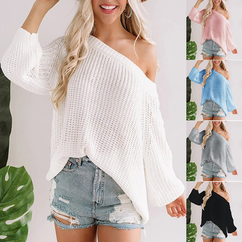 Damernas Off-Shoulder Stickad Tröja med Lågt Skuren Söm Mirla-Eva Jonsson