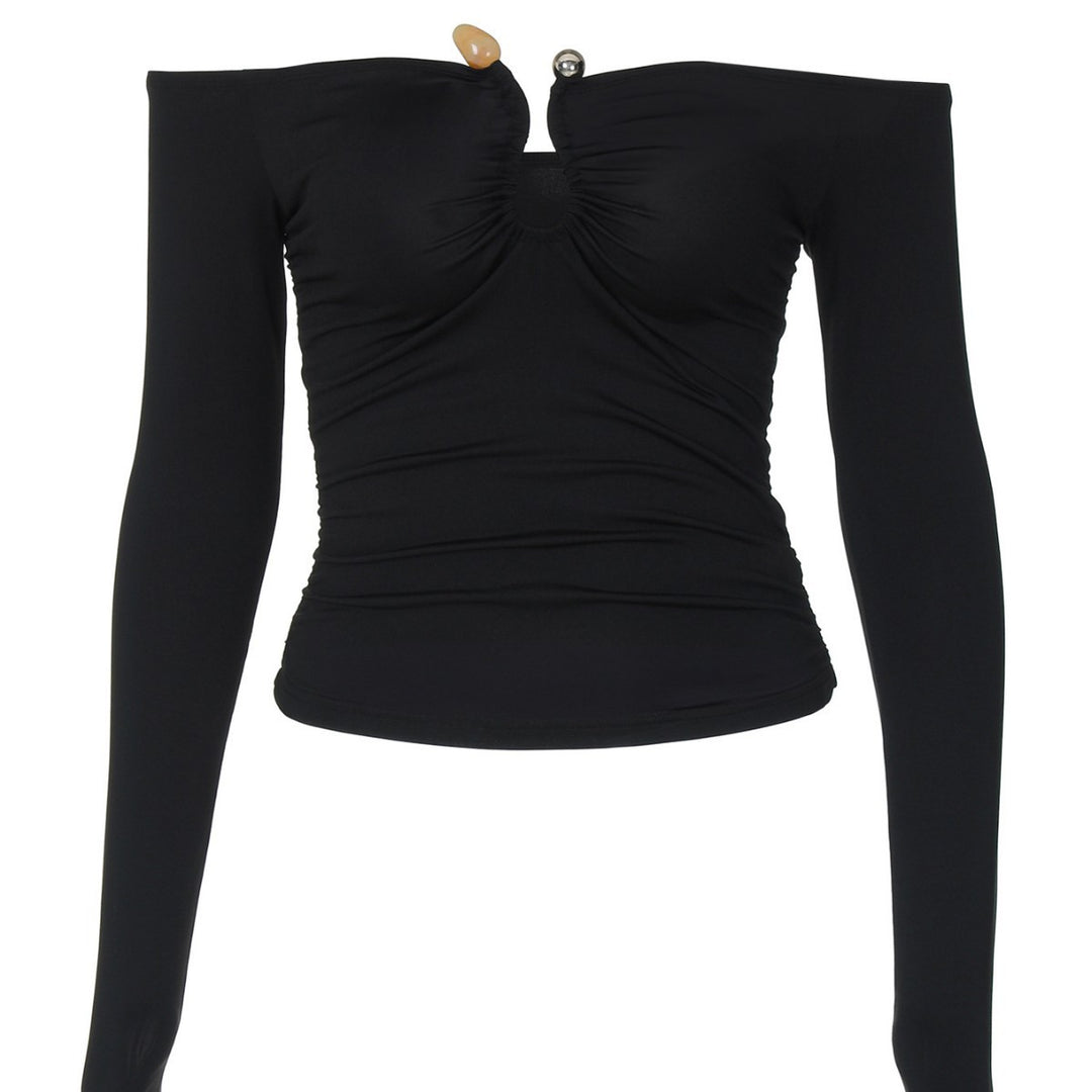 Damernas Off-Shoulder Top med rynkor och dekorativt utringning Mirla-Eva Jonsson