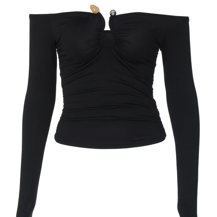 Damernas Off-Shoulder Top med rynkor och dekorativt utringning Mirla-Eva Jonsson